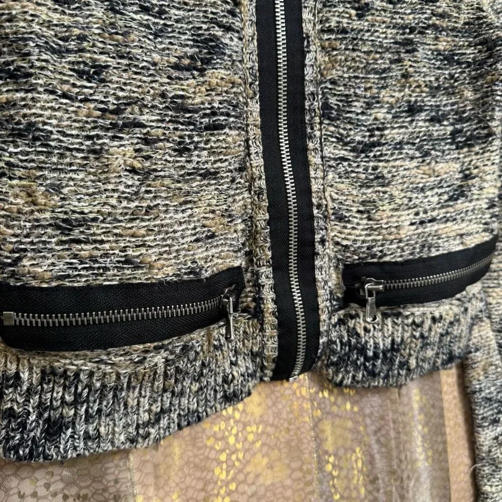 Free People Heart Beeps Boho Knit Cropped Zip Up Sweater Bolero XS‎
